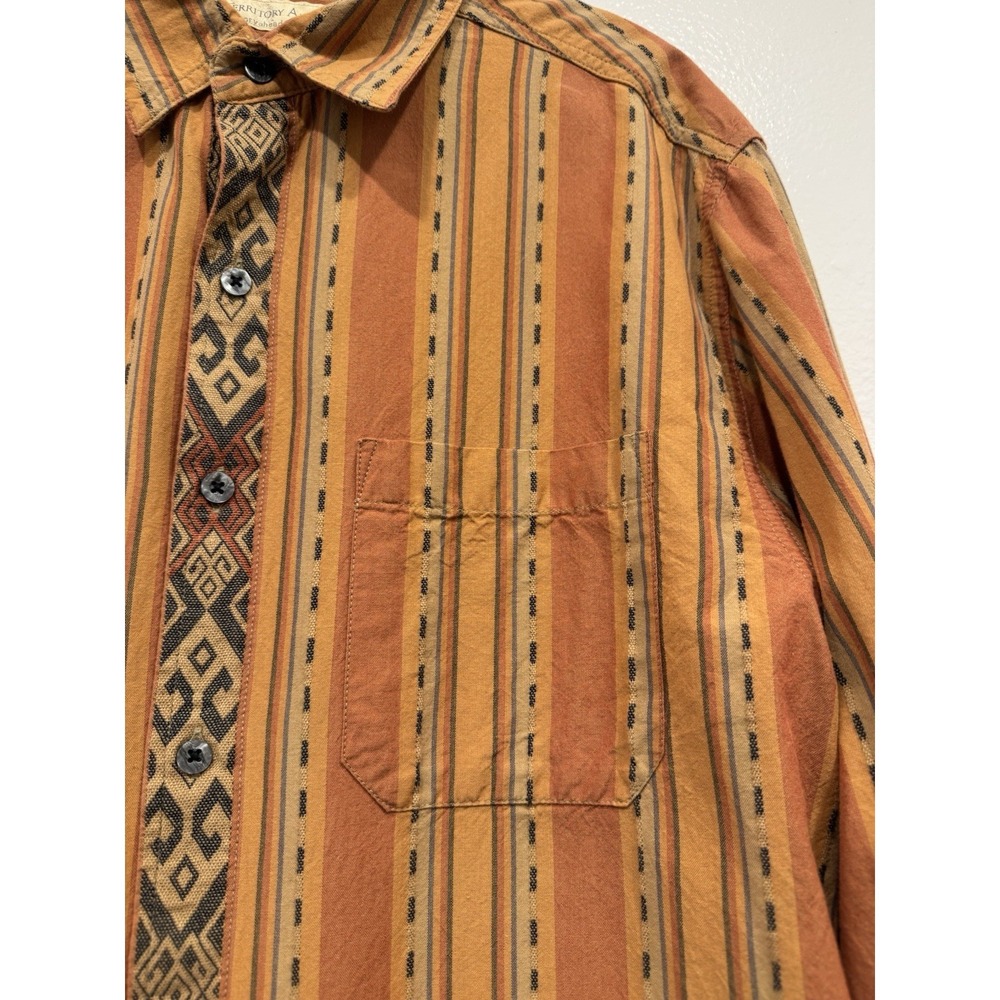 The Territory Ahead Striped Button Down Shirt Mens Medium Cotton Southwest Aztec - Picture 4 of 9